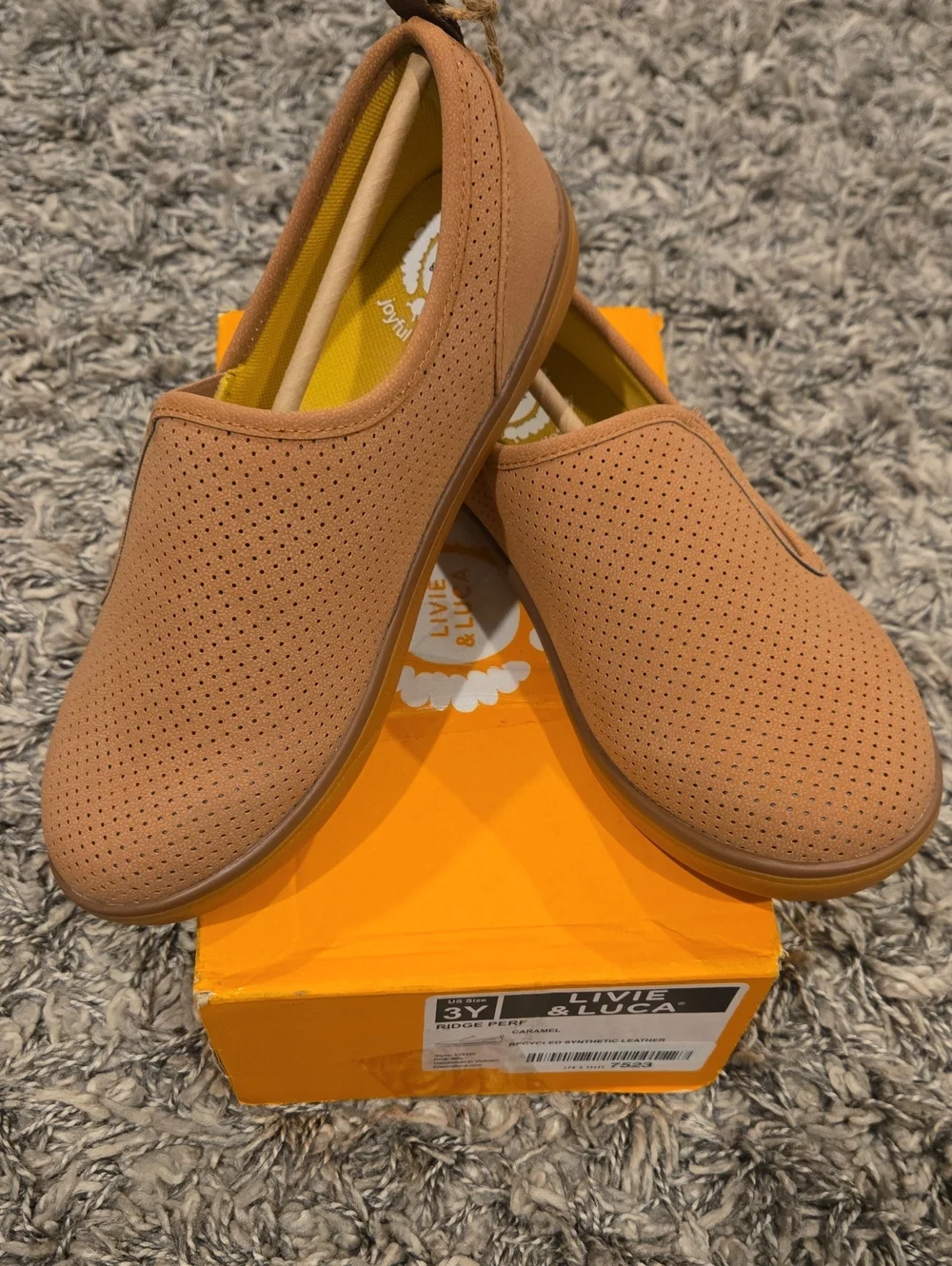 Livie & Luca Caramel Ridge Perf Slip-On Sneakers